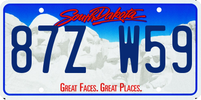 SD license plate 87ZW59