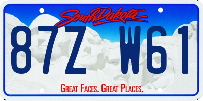 SD license plate 87ZW61