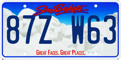 SD license plate 87ZW63