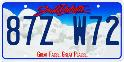 SD license plate 87ZW72