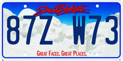 SD license plate 87ZW73