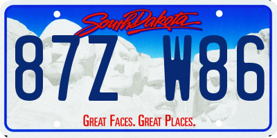 SD license plate 87ZW86