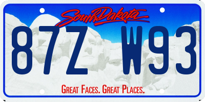 SD license plate 87ZW93