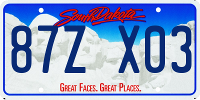 SD license plate 87ZX03
