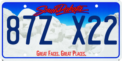 SD license plate 87ZX22