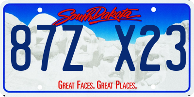 SD license plate 87ZX23