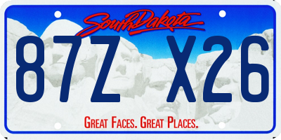 SD license plate 87ZX26