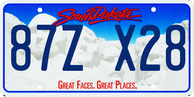 SD license plate 87ZX28