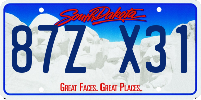 SD license plate 87ZX31