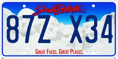 SD license plate 87ZX34