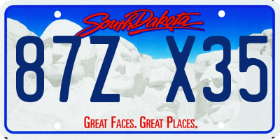SD license plate 87ZX35