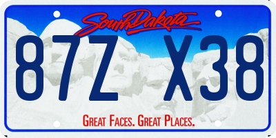 SD license plate 87ZX38
