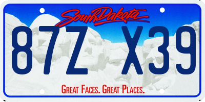 SD license plate 87ZX39
