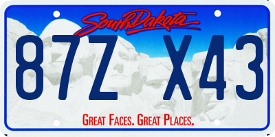 SD license plate 87ZX43