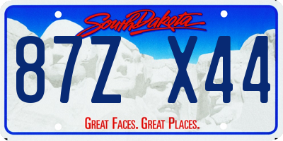 SD license plate 87ZX44