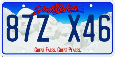 SD license plate 87ZX46