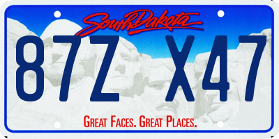 SD license plate 87ZX47