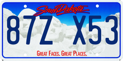 SD license plate 87ZX53