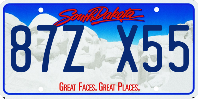 SD license plate 87ZX55