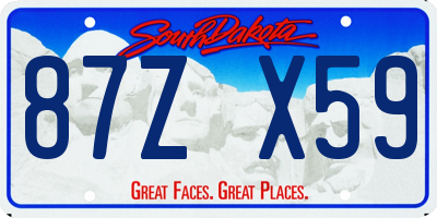 SD license plate 87ZX59