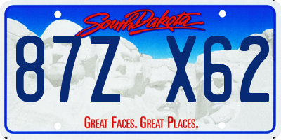 SD license plate 87ZX62