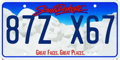 SD license plate 87ZX67