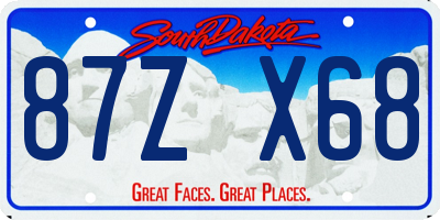 SD license plate 87ZX68