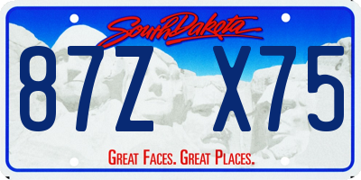 SD license plate 87ZX75