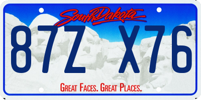 SD license plate 87ZX76