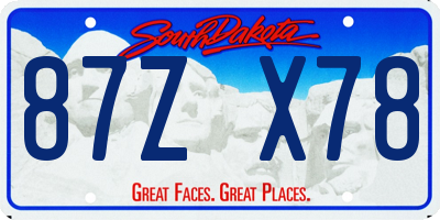 SD license plate 87ZX78