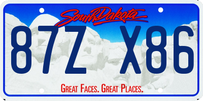SD license plate 87ZX86