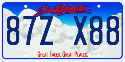 SD license plate 87ZX88