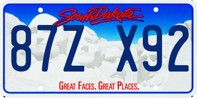 SD license plate 87ZX92
