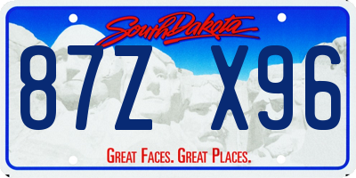 SD license plate 87ZX96