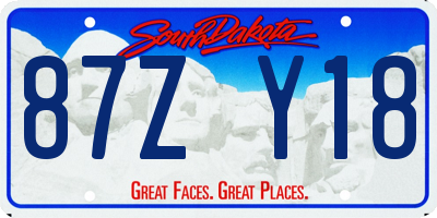 SD license plate 87ZY18