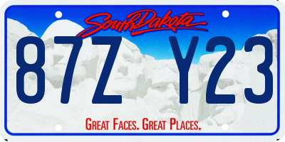 SD license plate 87ZY23