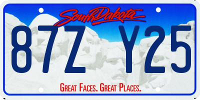 SD license plate 87ZY25