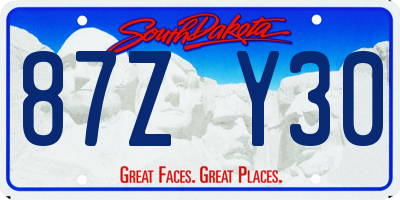 SD license plate 87ZY30