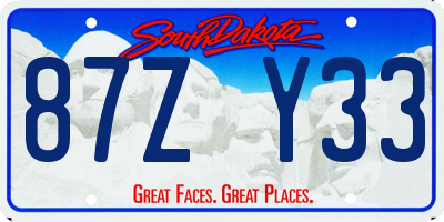 SD license plate 87ZY33