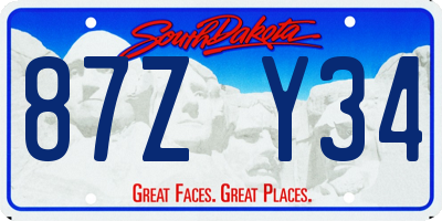 SD license plate 87ZY34