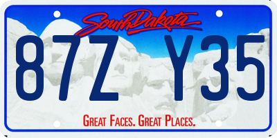 SD license plate 87ZY35