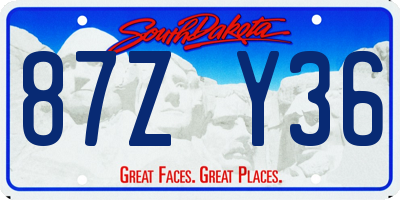 SD license plate 87ZY36