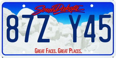 SD license plate 87ZY45