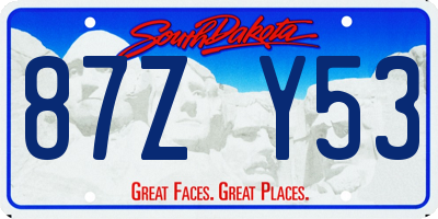 SD license plate 87ZY53