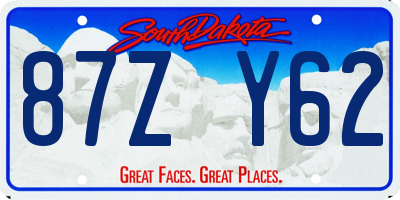 SD license plate 87ZY62