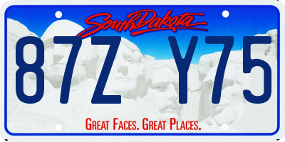 SD license plate 87ZY75
