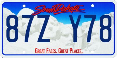 SD license plate 87ZY78