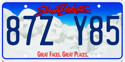 SD license plate 87ZY85