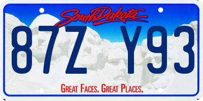 SD license plate 87ZY93