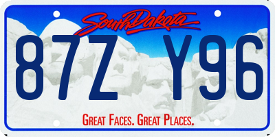 SD license plate 87ZY96